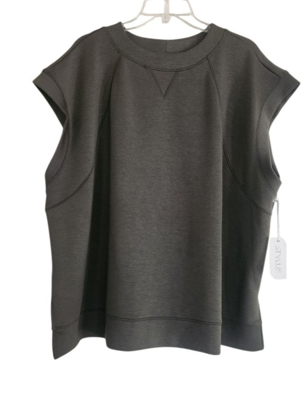 Sleeveless Oregano Green Sandwash Top - Women's Casual Pullover Sz 2x Nwt